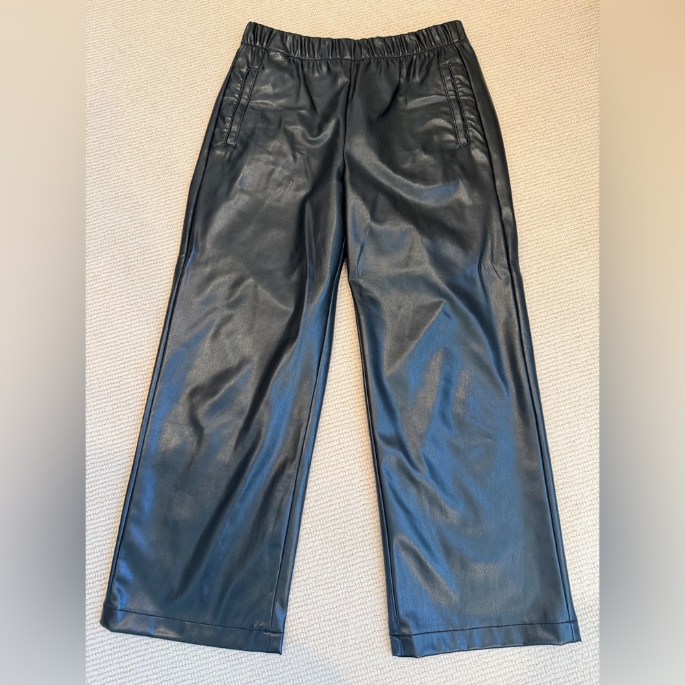 MOTHER faux leather wide leg pant size M